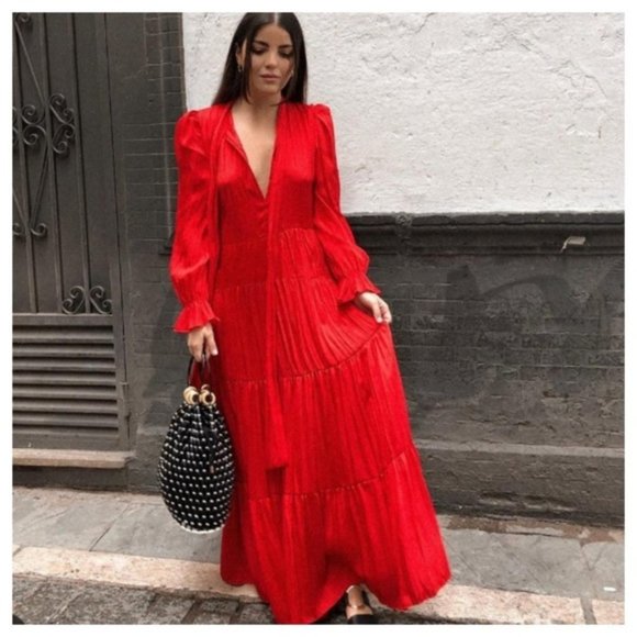 Zara Dresses & Skirts - ZARA | Red Ruffled Dress Large